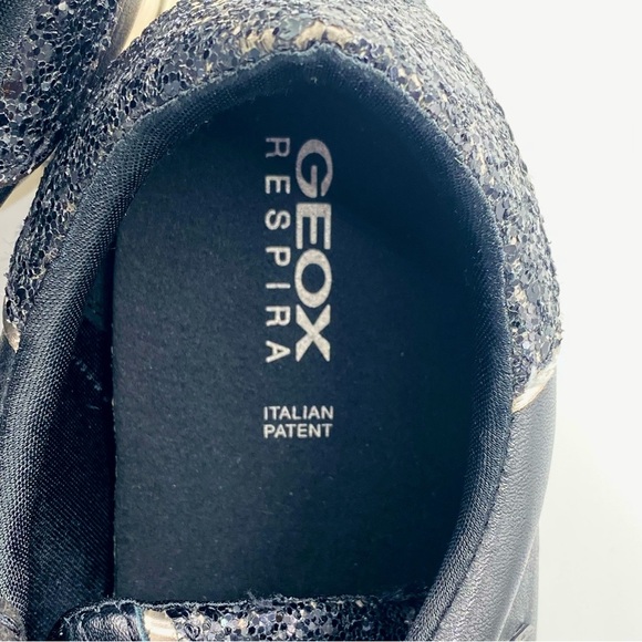 Women’s GEOX Respira Leather Black Sneakers - White Soles- US:8 EU:38 Pre-Loved - Picture 15 of 16